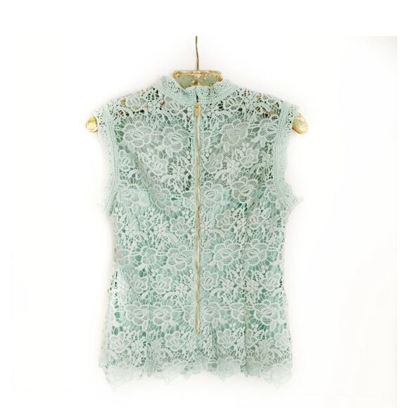 NANETTE LAPORE SEAFOAM GREEN GALA SPRING FLING LACE TOP SIZE S - Picture 7 of 8